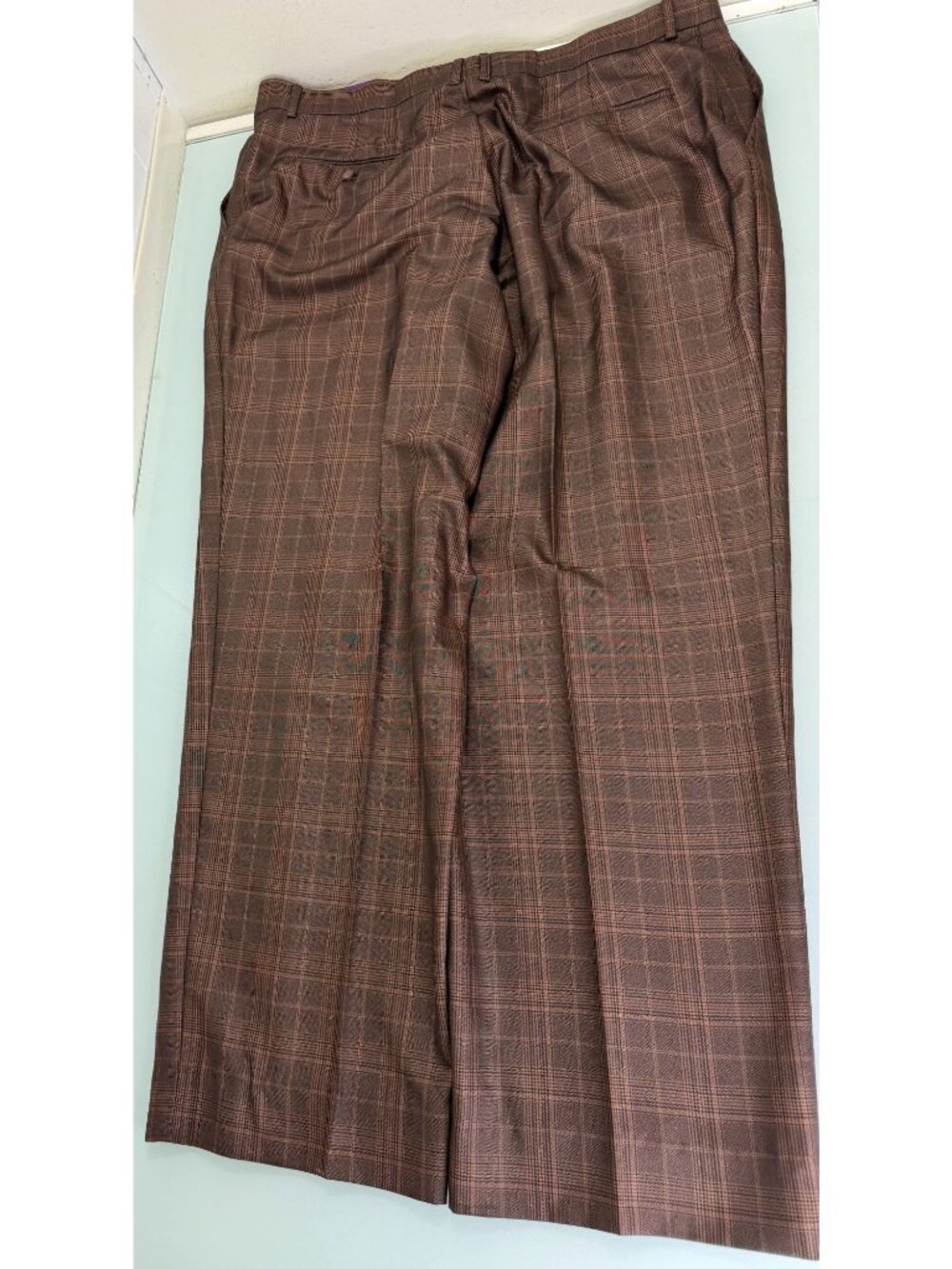 Vinci 3 Piece Suit 50L Blazer 40x30 Pants Vest Brown Plaid 2 Button Double Vent - Picture 16 of 16